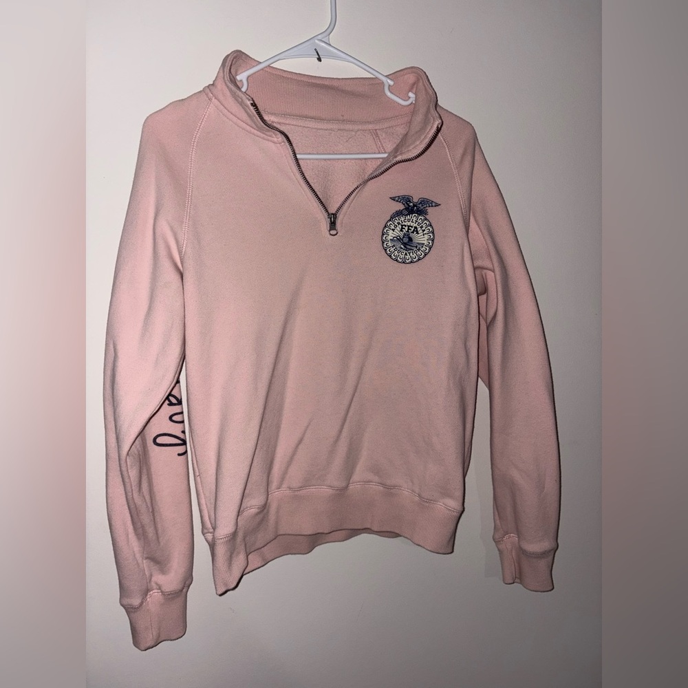FFA Pink Half-Zip Cowl Pullover with Embroidered Crest